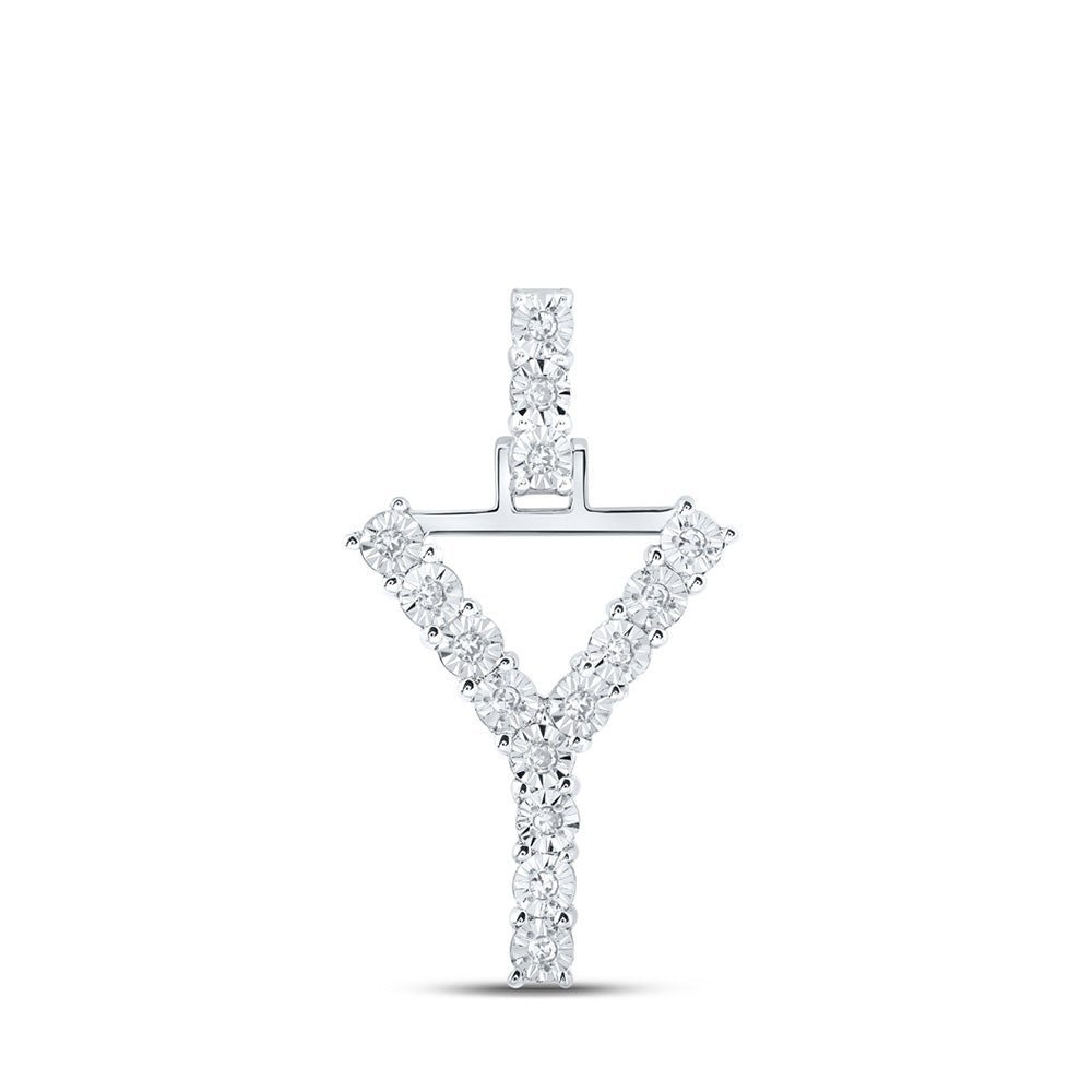 Radiant Reflections: 10kt White Gold Diamond Initial Pendant - Splendid Jewellery