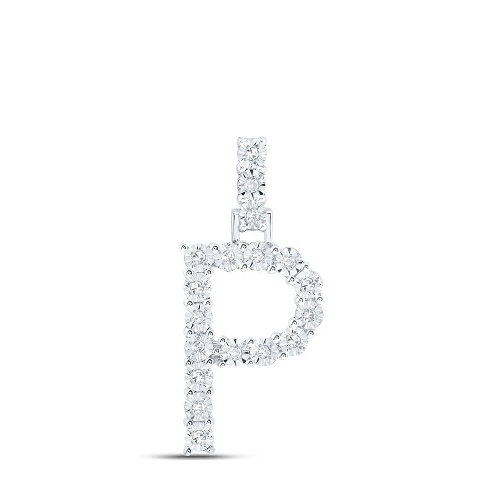 Radiant Reflections: 10kt White Gold Diamond Initial Pendant - Splendid Jewellery