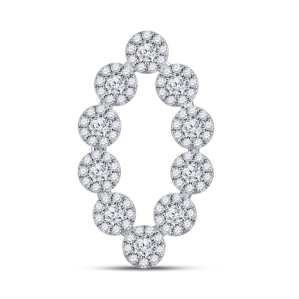Radiant Reflections: 10kt White Gold Diamond Oval Fashion Pendant - Splendid Jewellery