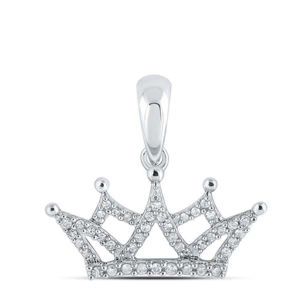 Radiant Reflections: 10kt White Gold Round Diamond Fashion Pendant - Splendid Jewellery