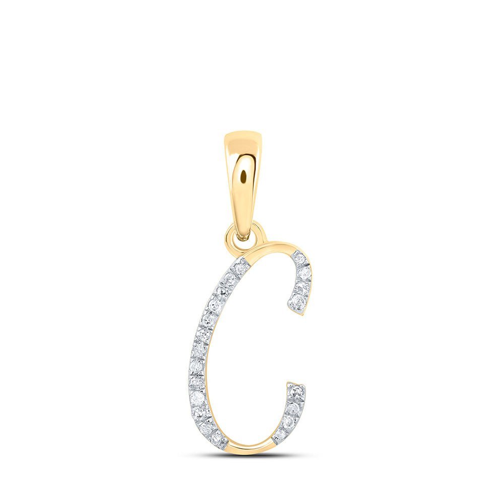 Radiant Reflections: 10kt Yellow Gold Diamond Initial & Letter Pendant - Splendid Jewellery