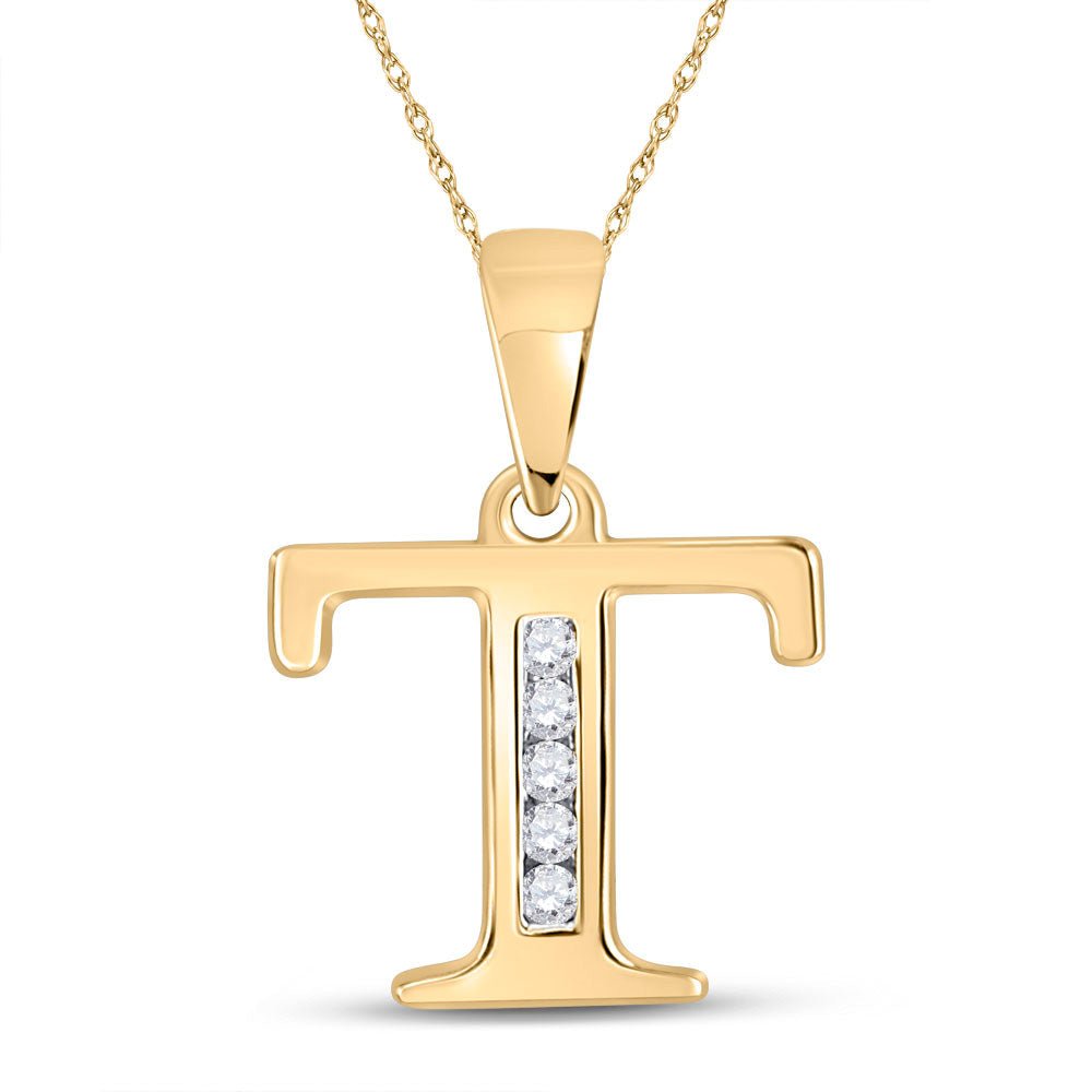 Radiant Reflections: 10kt Yellow Gold Diamond Initial Pendant - Splendid Jewellery