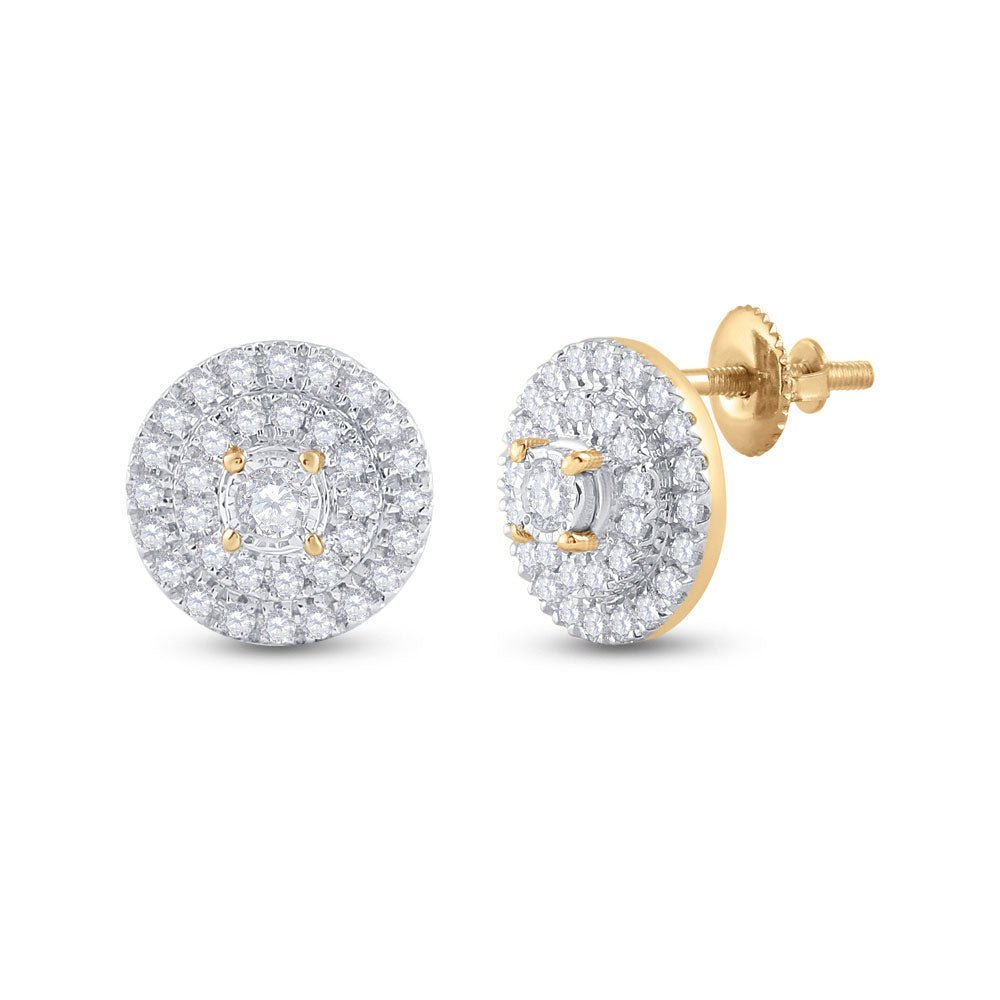 Radiant Reflections: 10kt Yellow Gold Women's Diamond Circle Earrings - Splendid Jewellery