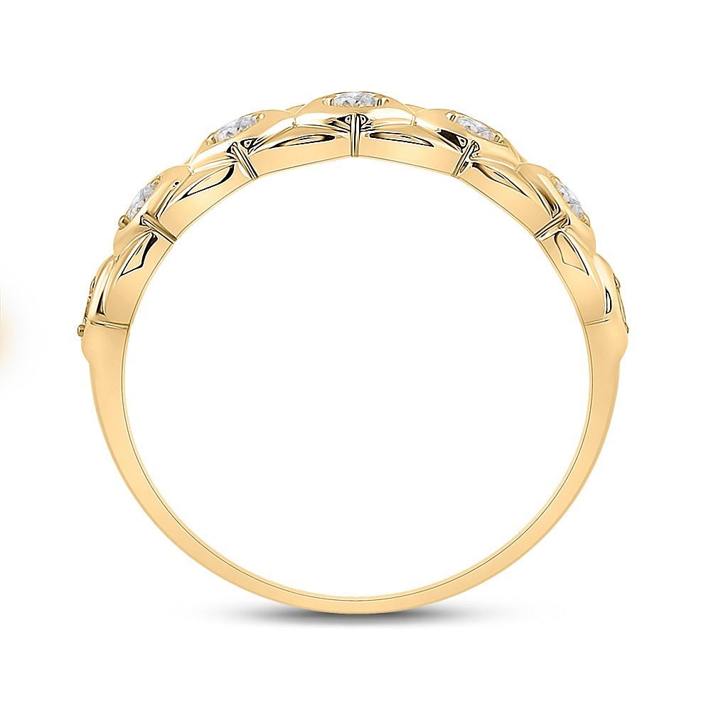 Radiant Reflections: 10kt Yellow Gold Womens Round Diamond Band Ring 1/10 Cttw - Splendid Jewellery