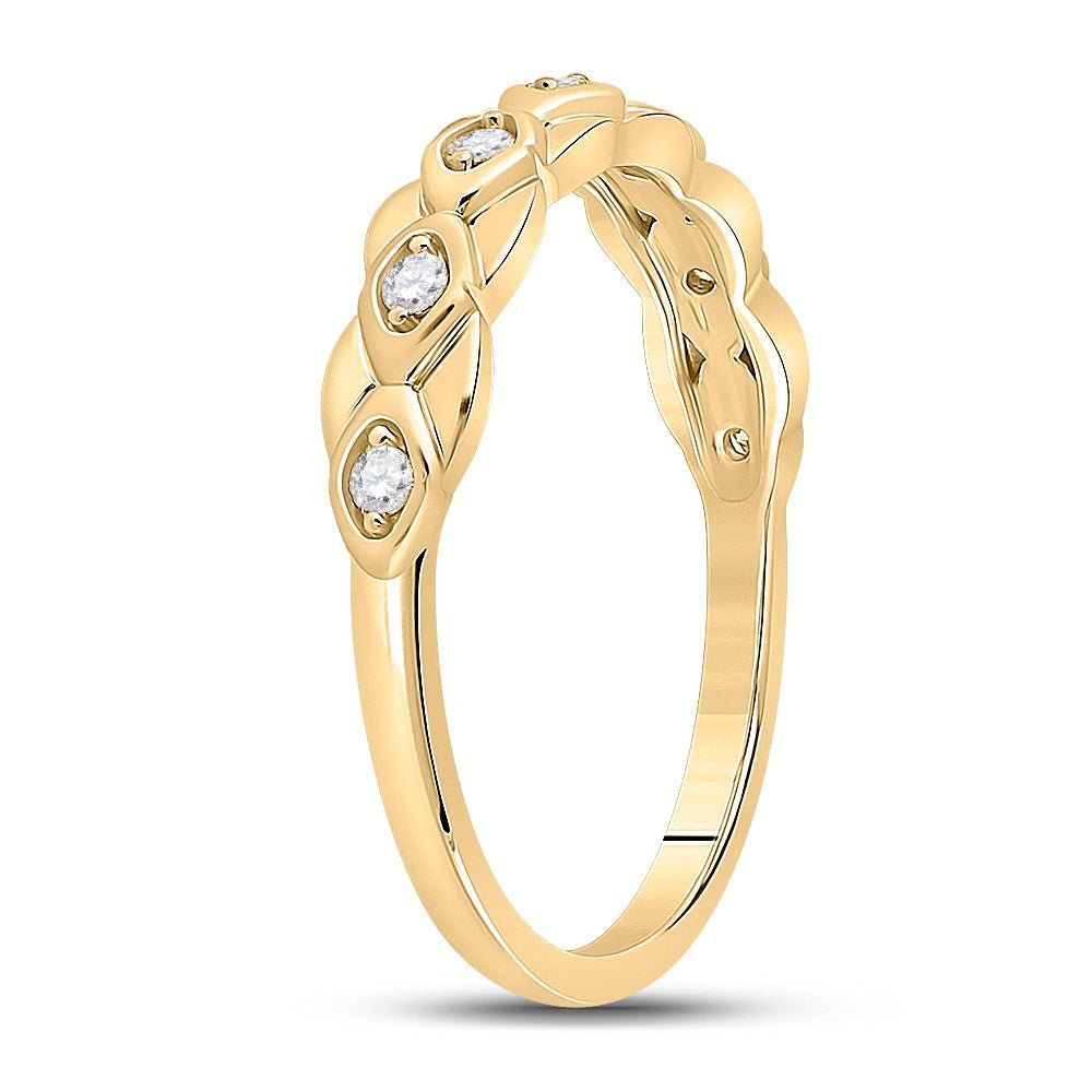 Radiant Reflections: 10kt Yellow Gold Womens Round Diamond Band Ring 1/10 Cttw - Splendid Jewellery