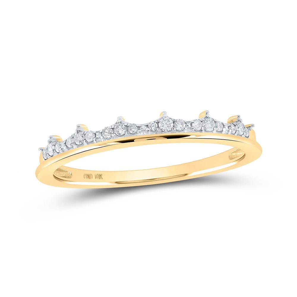 Radiant Reflections: 10kt Yellow Gold Womens Round Diamond Stackable Band Ring - Splendid Jewellery