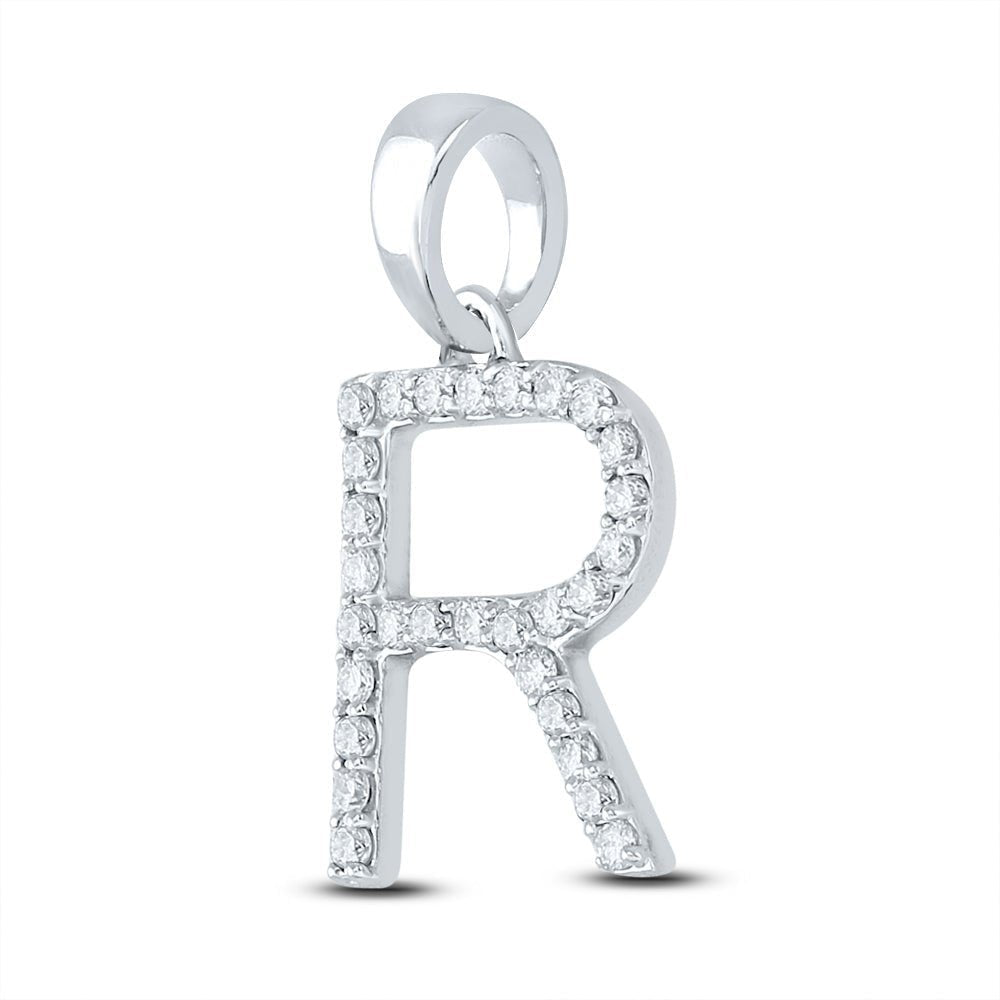 Radiant Reflections: 14kt White Gold Diamond Initial Pendant - Splendid Jewellery