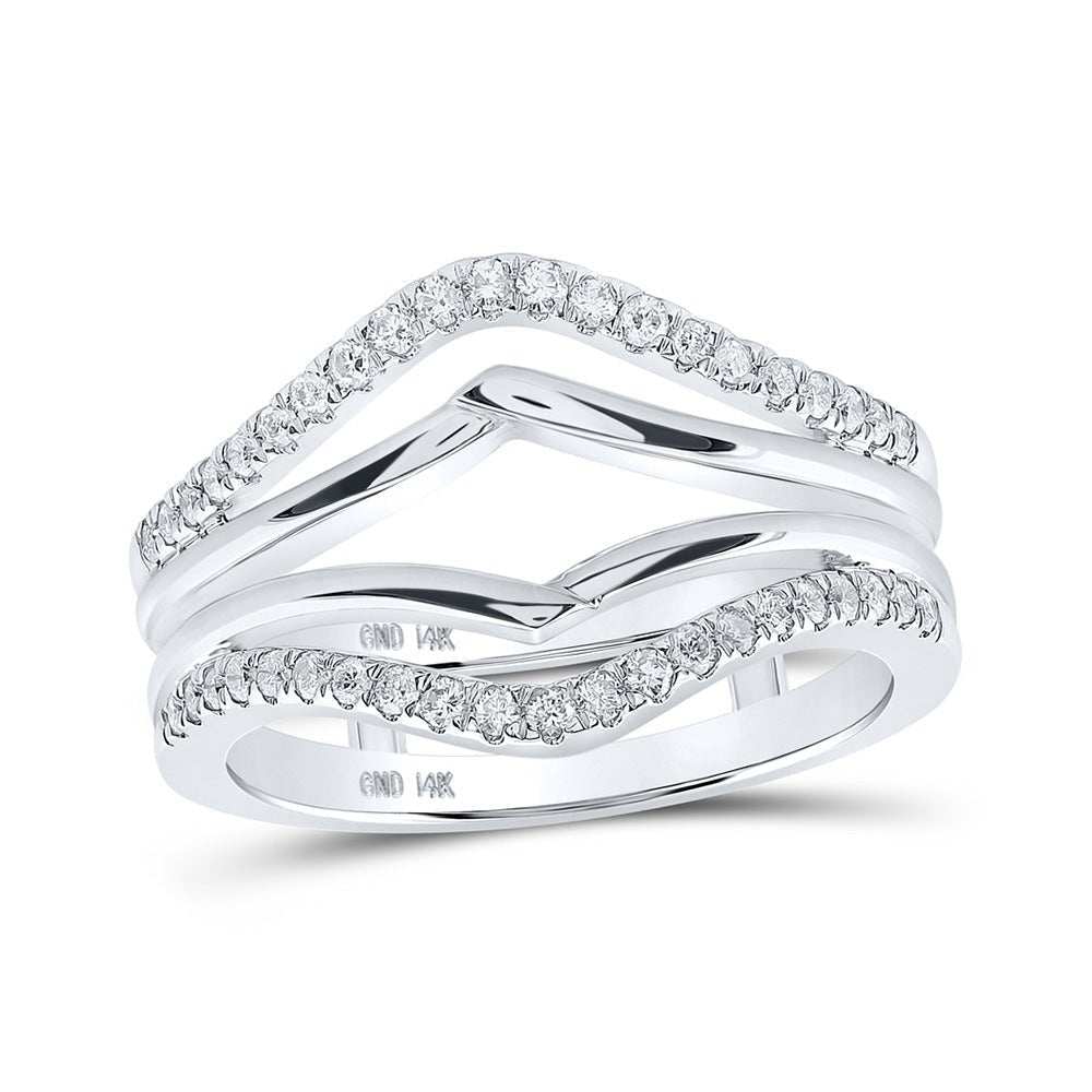 Radiant Reflections: 14kt White Gold Womens Round Diamond Wrap Enhancer Wedding Band 1/3 Cttw - Splendid Jewellery