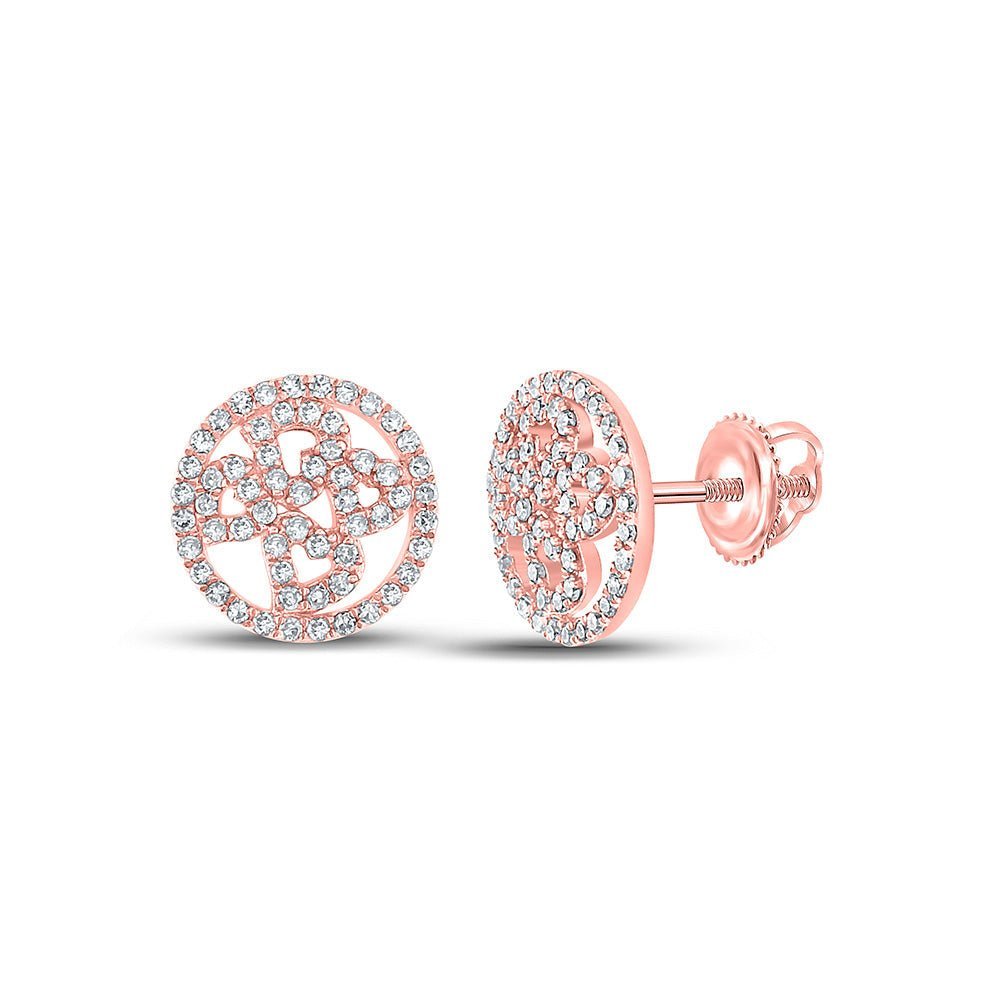 Radiant Romance 10kt Rose Gold Diamond Heart Circle Earrings - Splendid Jewellery