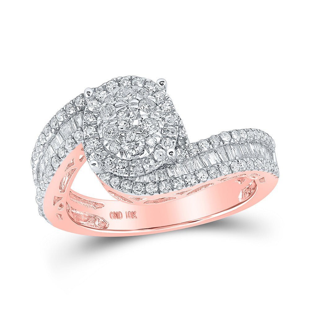Radiant Rose: 10kt Rose Gold Diamond Cluster Bridal Wedding Ring - Splendid Jewellery