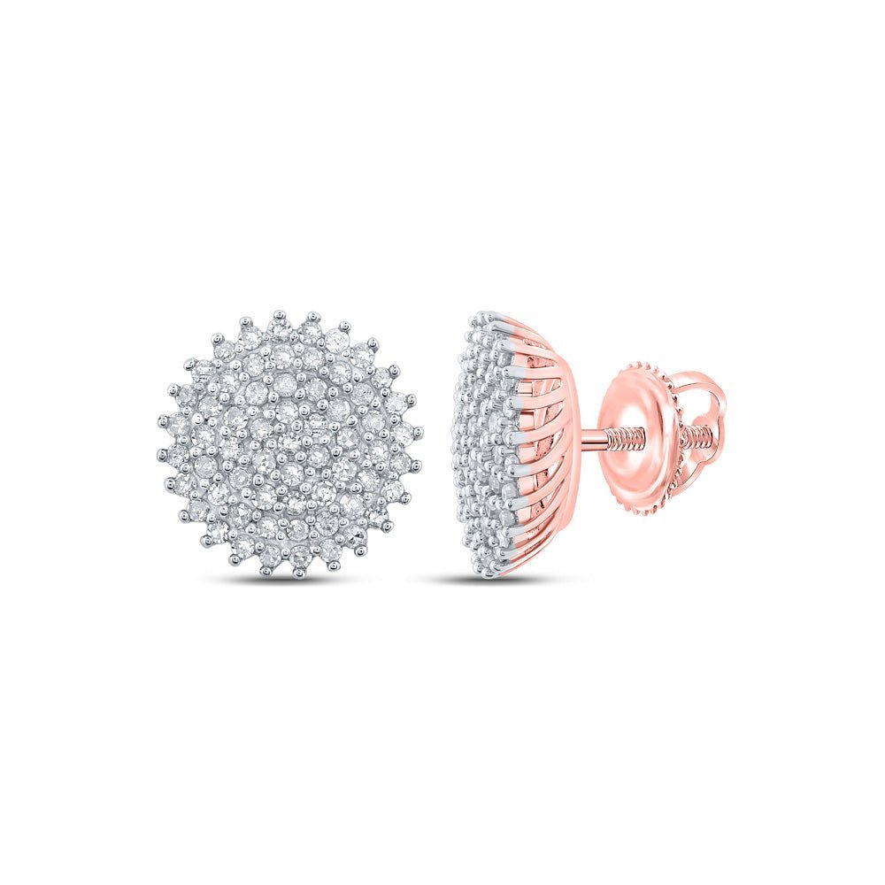 Radiant Rose: 10kt Rose Gold Diamond Cluster Earrings - Splendid Jewellery