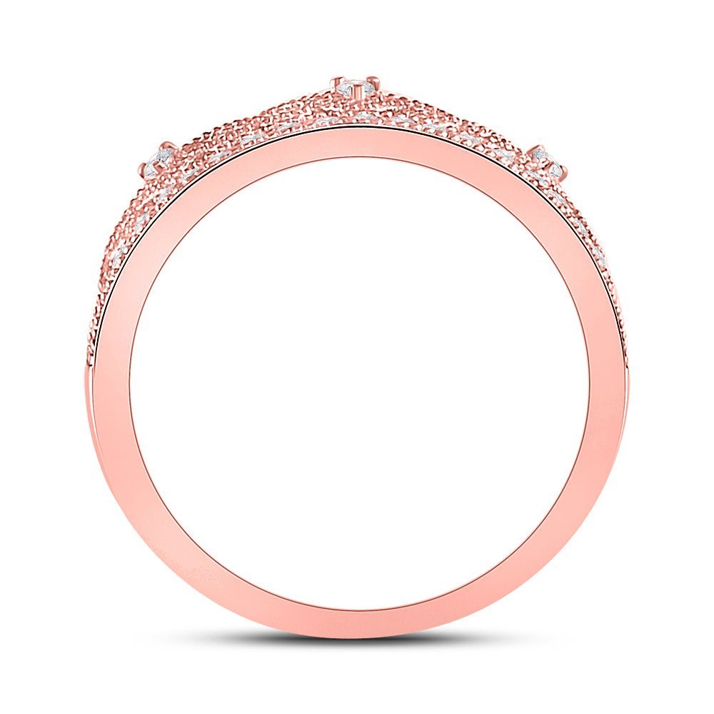 Radiant Rose: 10kt Rose Gold Women's Round Diamond Band Ring 1/5 Cttw - Splendid Jewellery