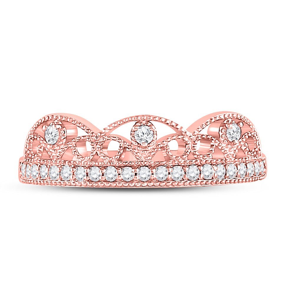 Radiant Rose: 10kt Rose Gold Women's Round Diamond Band Ring 1/5 Cttw - Splendid Jewellery