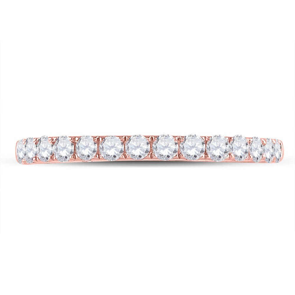 Radiant Rose: 10kt Rose Gold Womens Round Diamond Wedding Single Row Band 1/2 Cttw - Splendid Jewellery