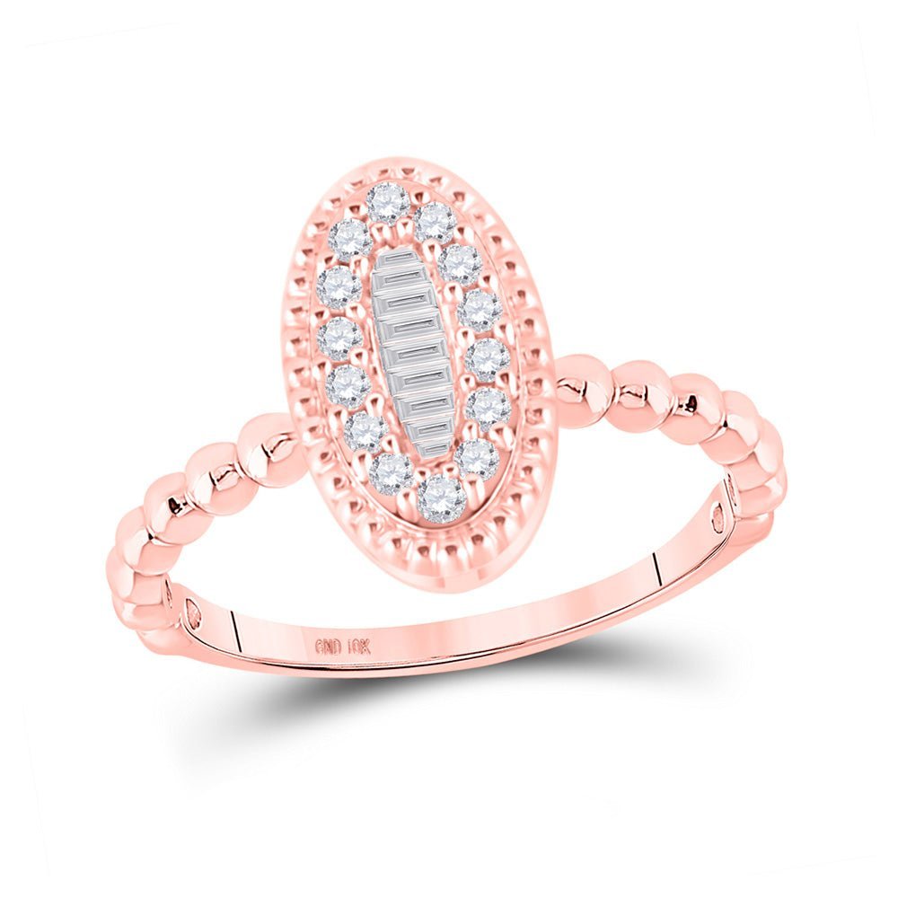 Radiant Rose Gold Baguette and Round Diamond Cluster Ring - Splendid Jewellery