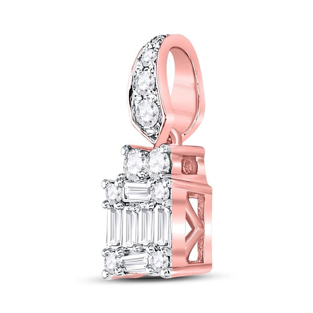 Radiant Rose Gold Baguette Diamond Cluster Pendant - Splendid Jewellery