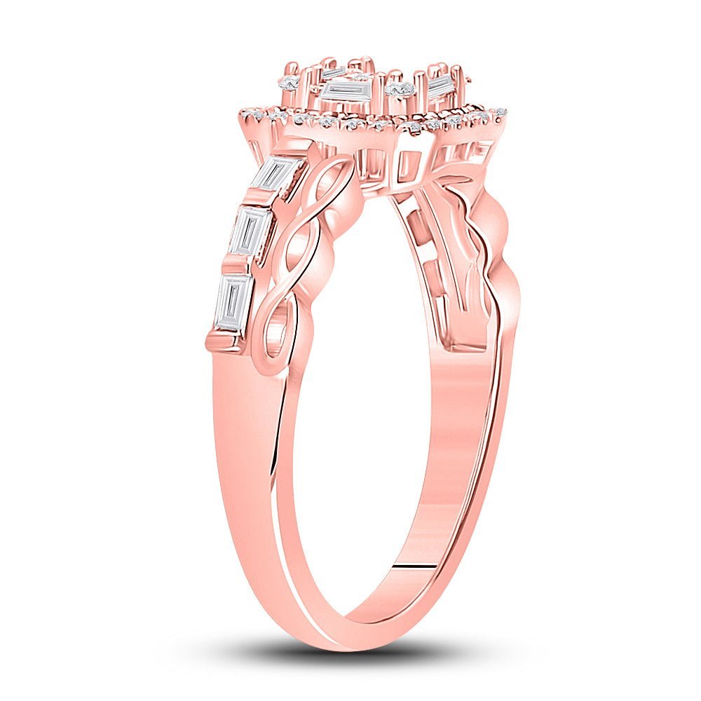 Radiant Rose Gold Baguette Diamond Cluster Ring - Splendid Jewellery