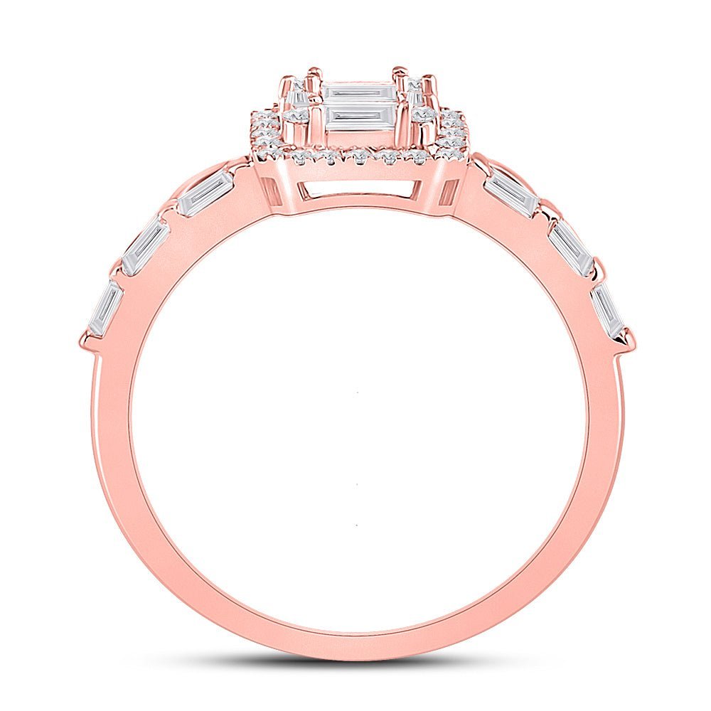 Radiant Rose Gold Baguette Diamond Cluster Ring - Splendid Jewellery