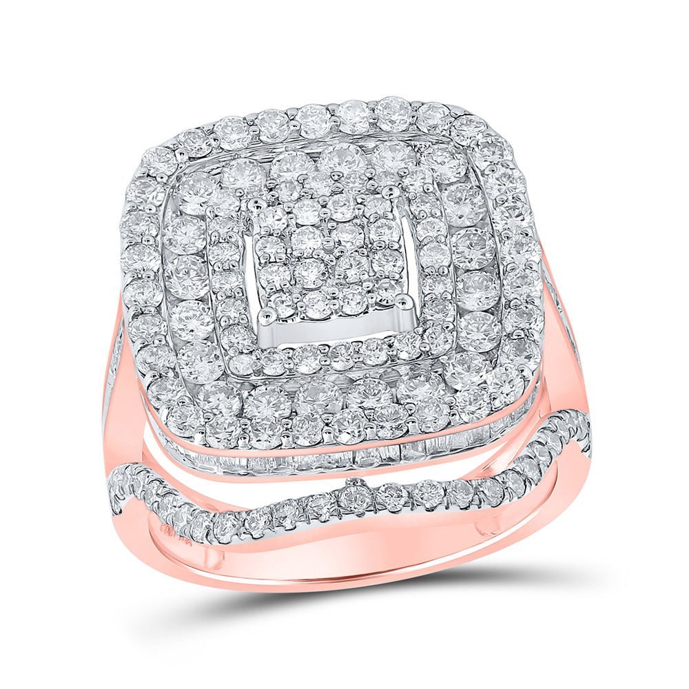 Radiant Rose Gold Baguette Diamond Square Ring - 2 - 3/4 Cttw - Splendid Jewellery