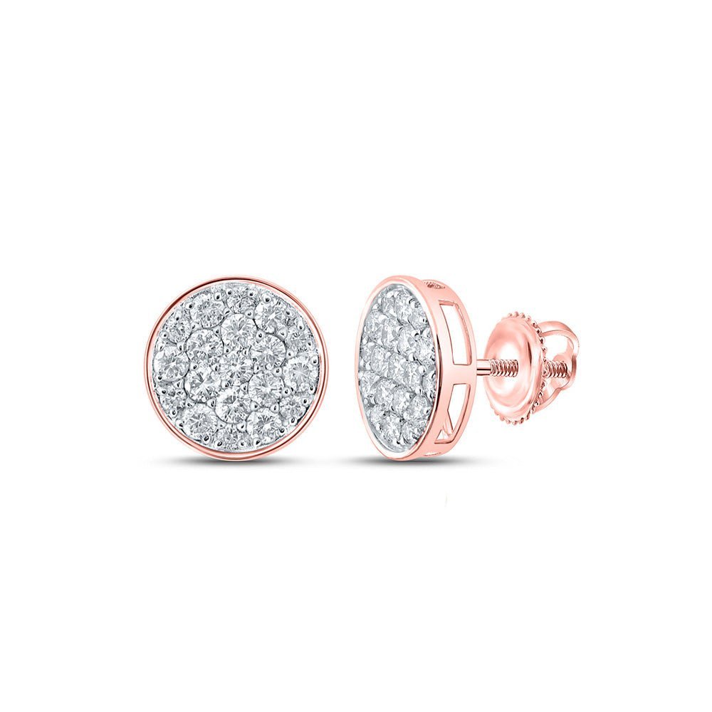 Radiant Rose Gold Cluster Diamond Earrings for Men - 1 Carat Total Weight - Splendid Jewellery
