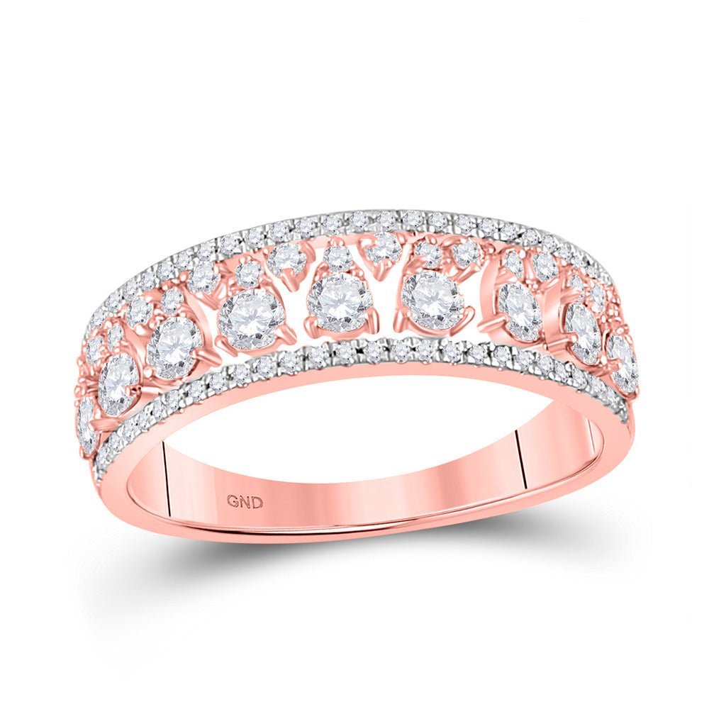 Radiant Rose Gold Diamond Band Ring - 3/4 Cttw - Splendid Jewellery