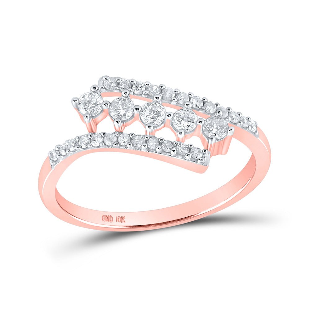 Radiant Rose Gold Diamond Bypass Fashion Ring: A Dazzling Statement Piece - Splendid Jewellery