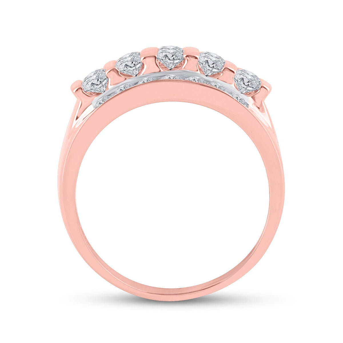 Radiant Rose Gold Diamond Channel Set Men's Wedding Band - 2 Cttw - Splendid Jewellery