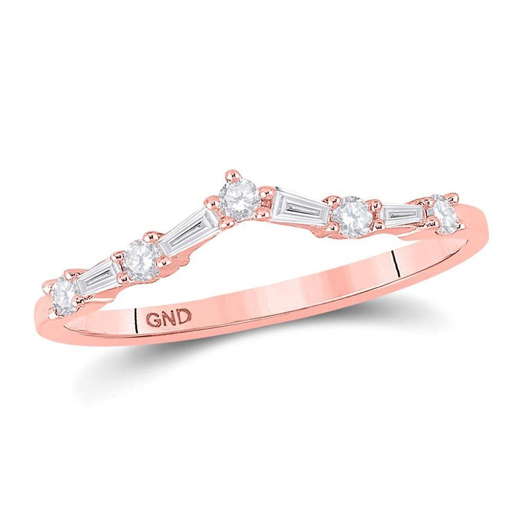 Radiant Rose Gold Diamond Chevron Band - Splendid Jewellery
