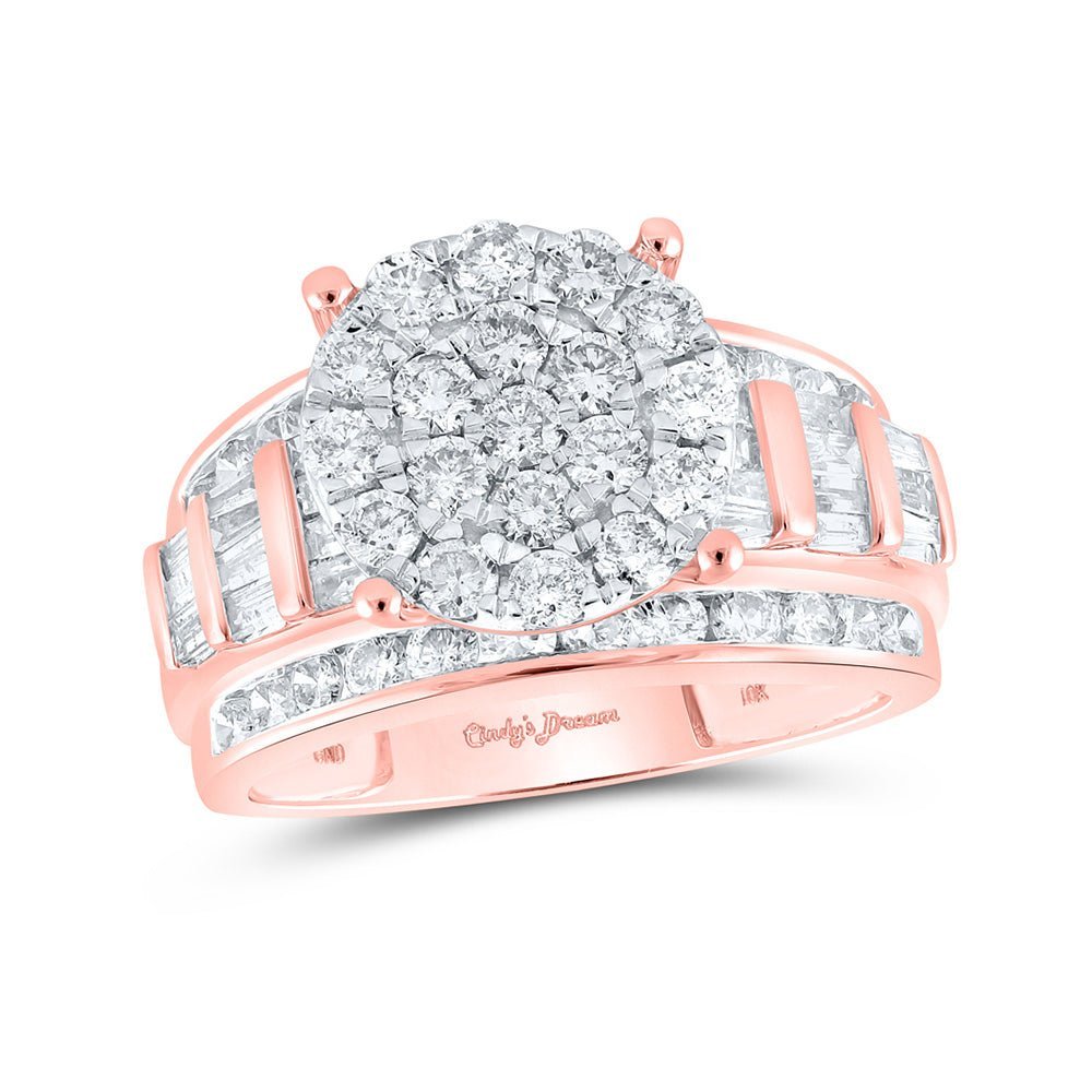 Radiant Rose Gold Diamond Cluster Bridal Wedding Ring - Splendid Jewellery