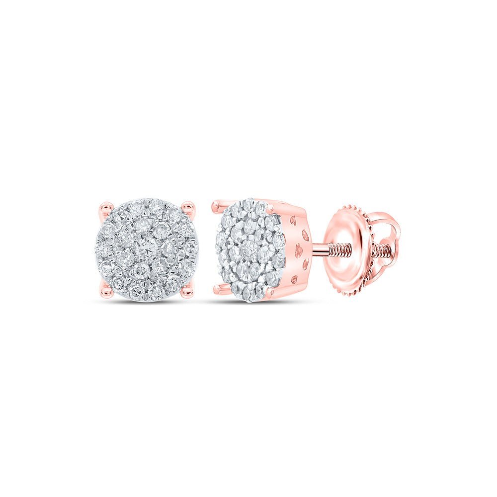 Radiant Rose Gold Diamond Cluster Earrings: A Captivating Showcase of Glamour and Elegance - Splendid Jewellery