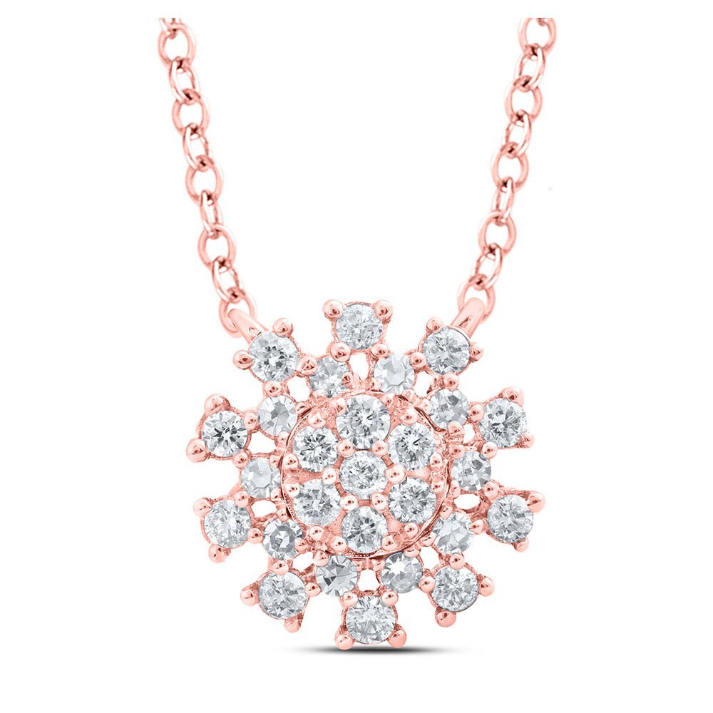 Radiant Rose Gold Diamond Cluster Necklace - Splendid Jewellery
