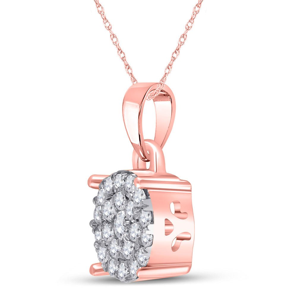 Radiant Rose Gold Diamond Cluster Pendant - A Captivating Display of Elegance and Brilliance - Splendid Jewellery