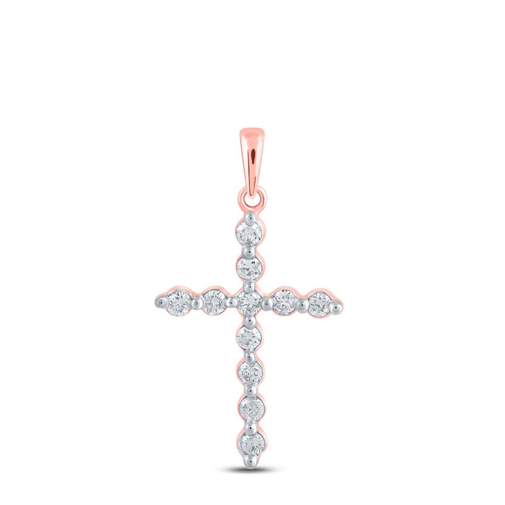 Radiant Rose Gold Diamond Cross Pendant - A Captivating Symbol of Elegance and Beauty - Splendid Jewellery