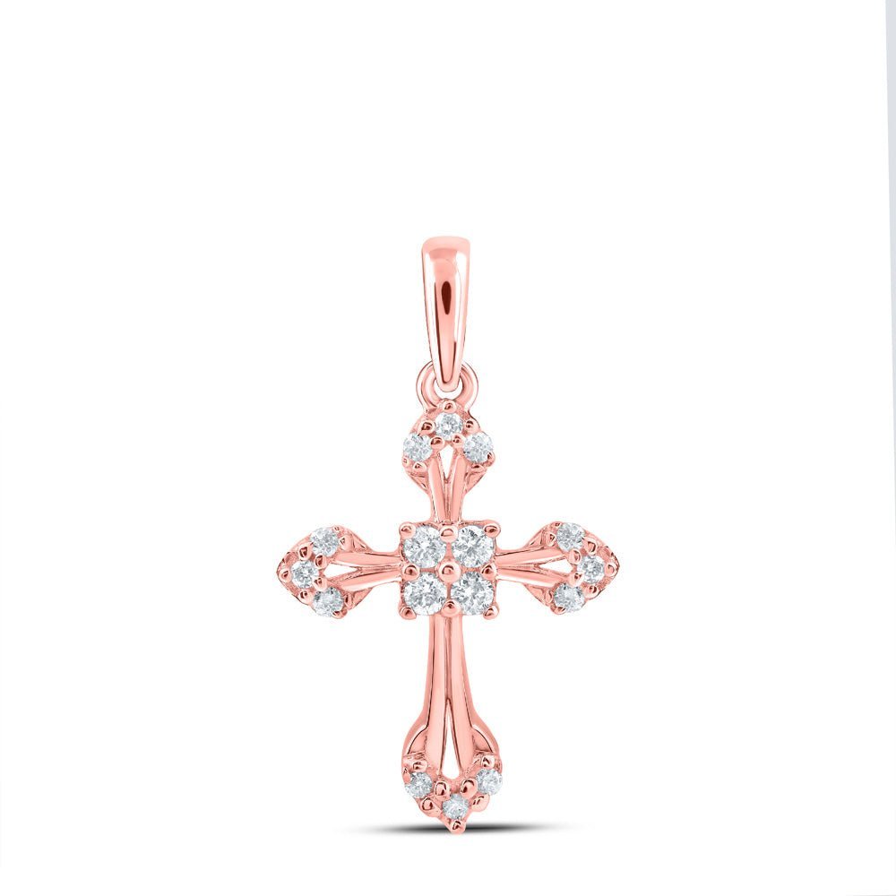 Radiant Rose Gold Diamond Cross Pendant - A Symbol of Elegance and Faith - Splendid Jewellery