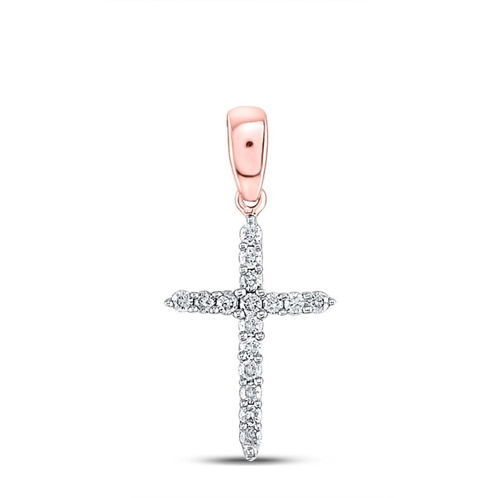 Radiant Rose Gold Diamond Cross Pendant - A Symbol of Elegance and Faith - Splendid Jewellery