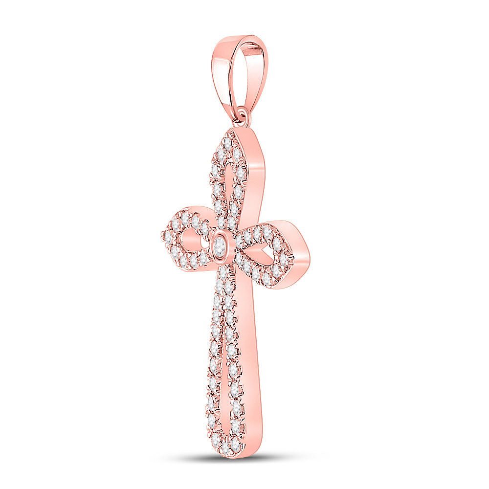 Radiant Rose Gold Diamond Cross Pendant - A Symbol of Faith and Elegance - Splendid Jewellery