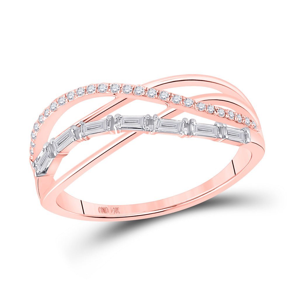 Radiant Rose Gold Diamond Crossover Band Ring: A Captivating Masterpiece - Splendid Jewellery