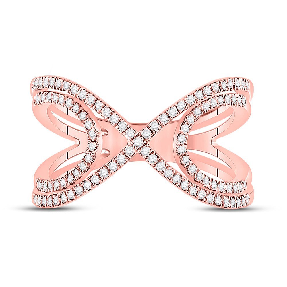 Radiant Rose Gold Diamond Crossover Fashion Ring - Splendid Jewellery