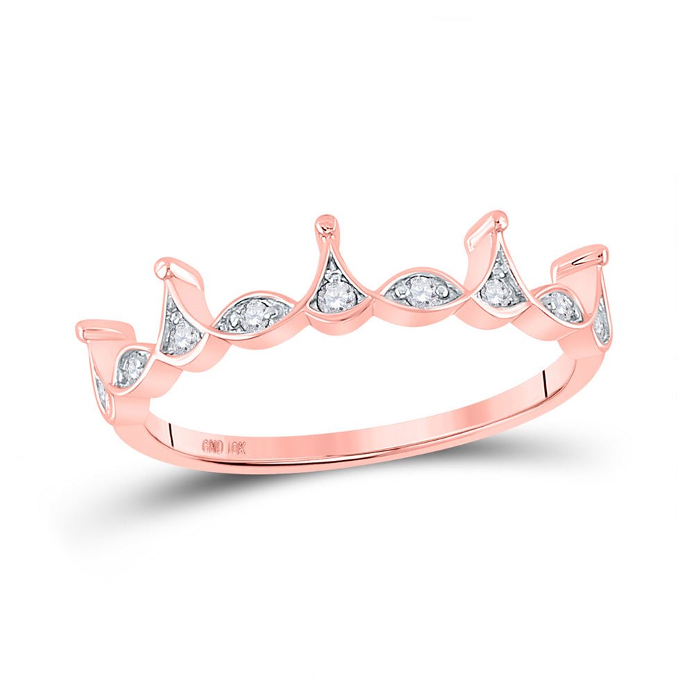 Radiant Rose Gold Diamond Crown Stackable Band Ring - Splendid Jewellery