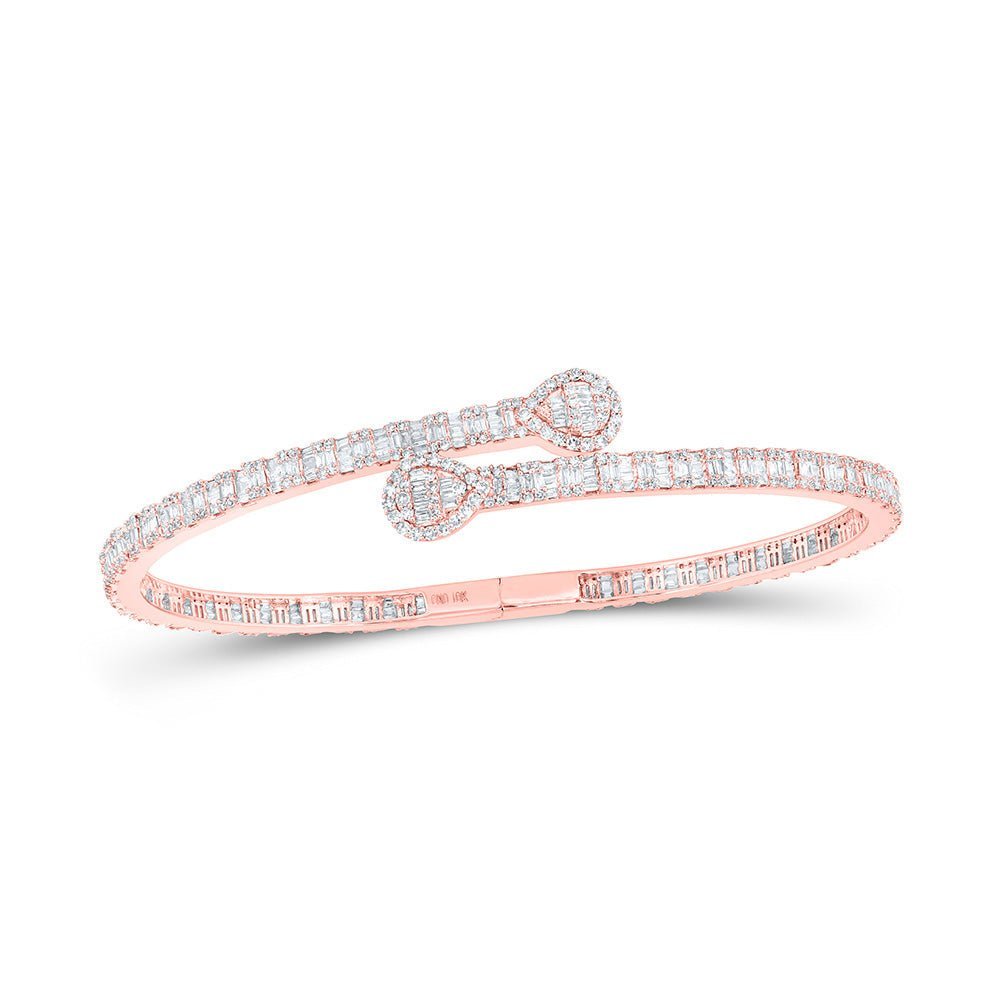 Radiant Rose Gold Diamond Cuff Bangle Bracelet - 2 - 5/8 Cttw - Splendid Jewellery