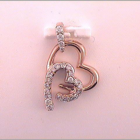 Radiant Rose Gold Diamond Double Heart Pendant - Splendid Jewellery