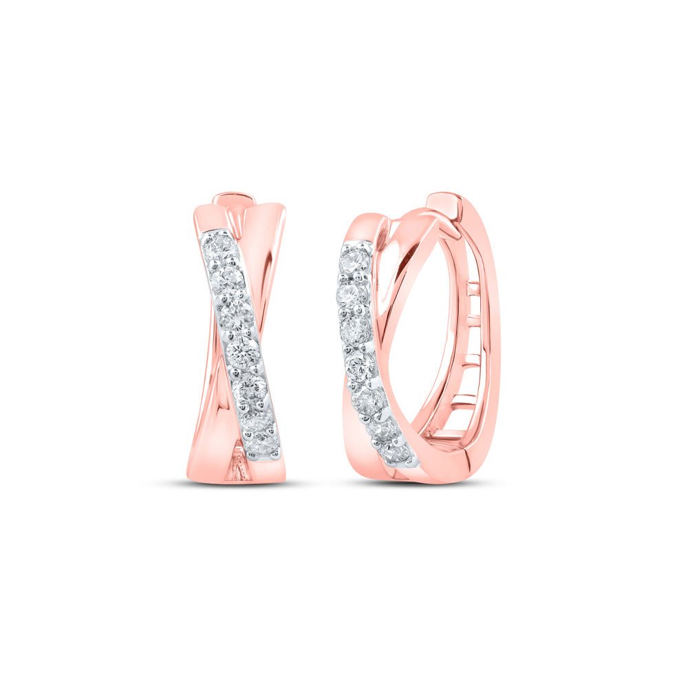 Radiant Rose Gold Diamond Hoop Earrings - Splendid Jewellery