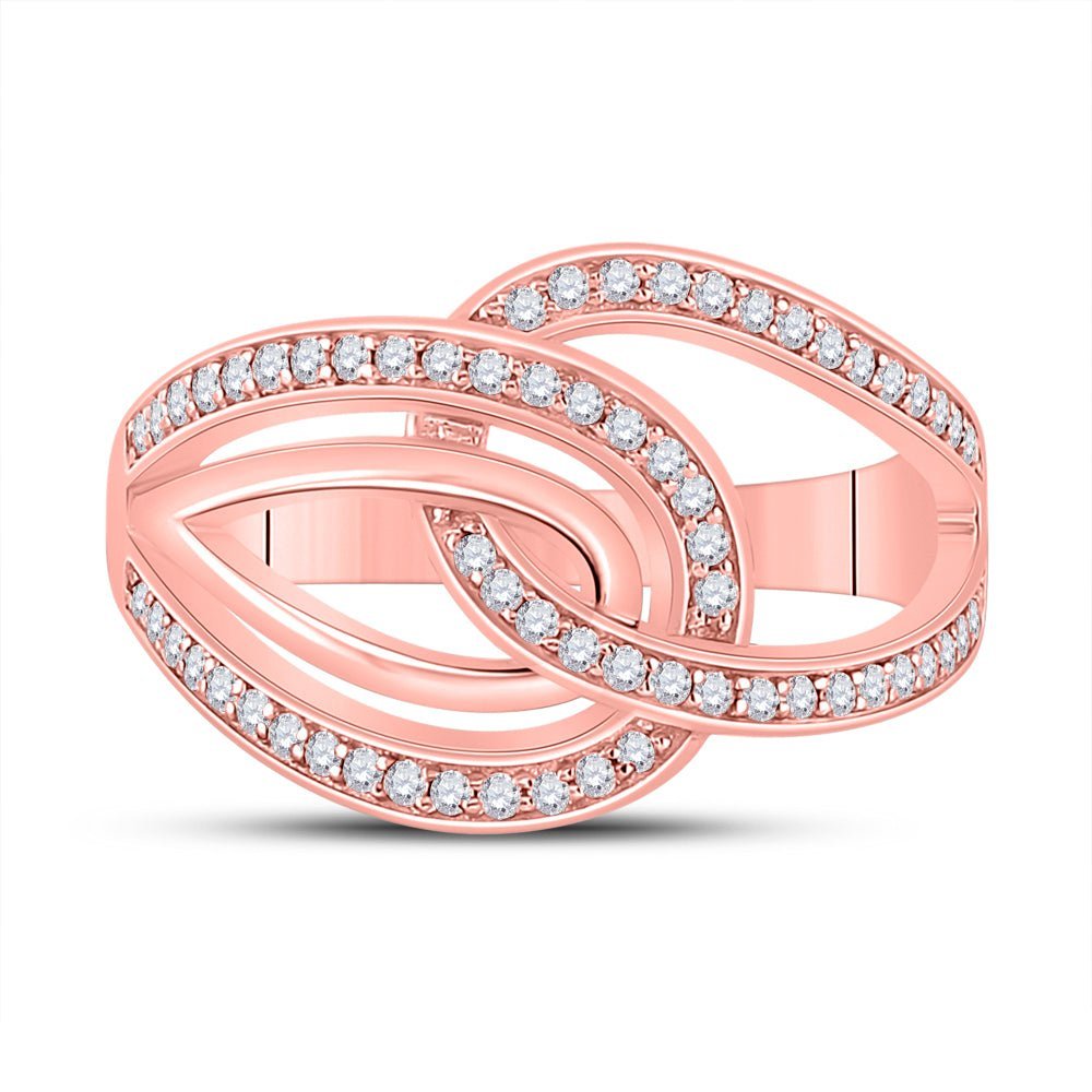 Radiant Rose Gold Diamond Linked Loop Fashion Ring - Splendid Jewellery