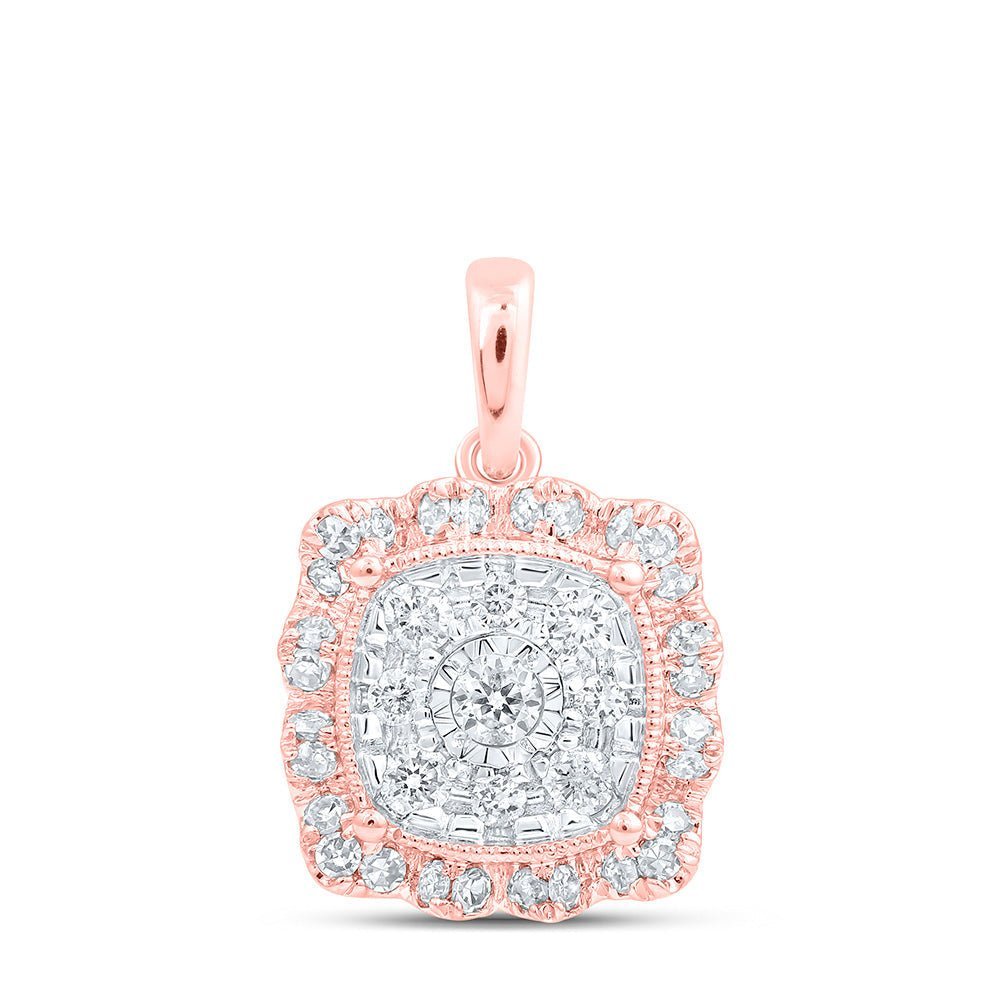 Radiant Rose Gold Diamond Pillow Square Pendant - Splendid Jewellery