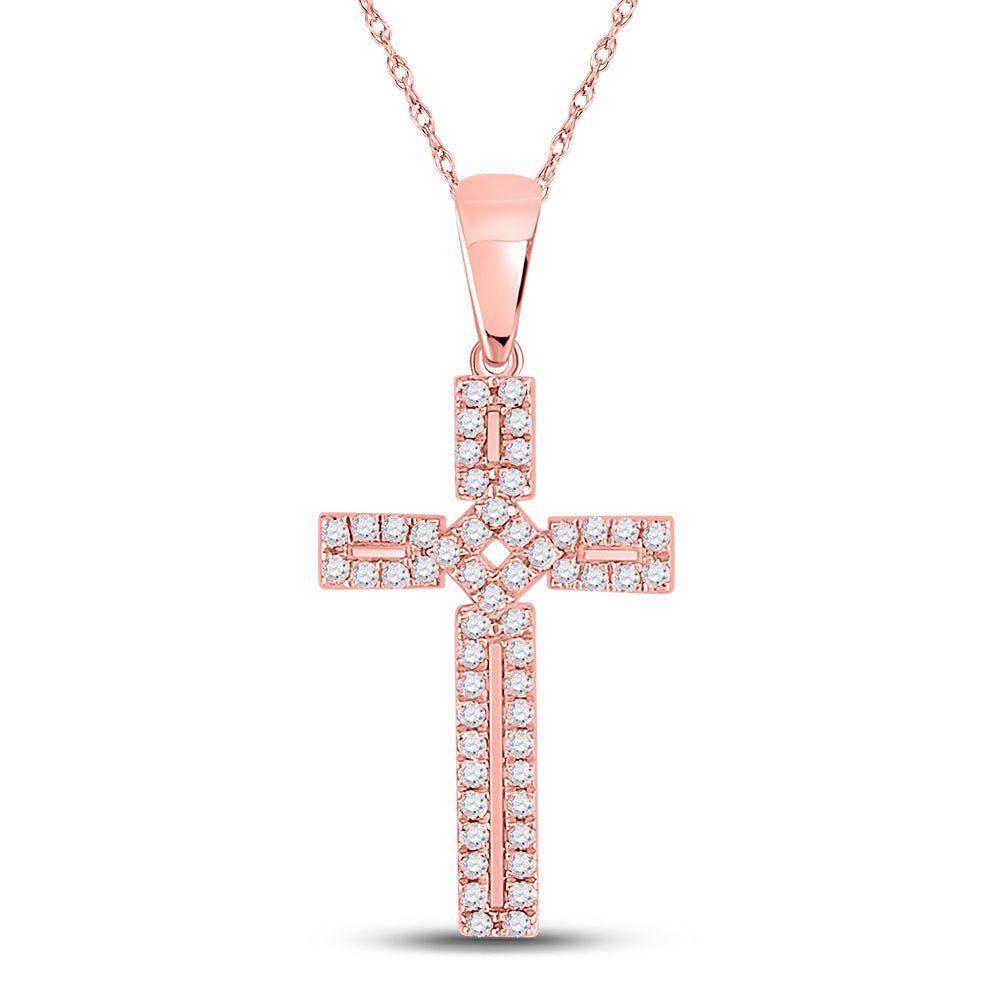 Radiant Rose Gold Diamond Roman Cross Pendant - Splendid Jewellery