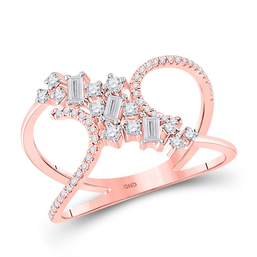 Radiant Rose Gold Diamond Scattered Negative Space Ring - Splendid Jewellery
