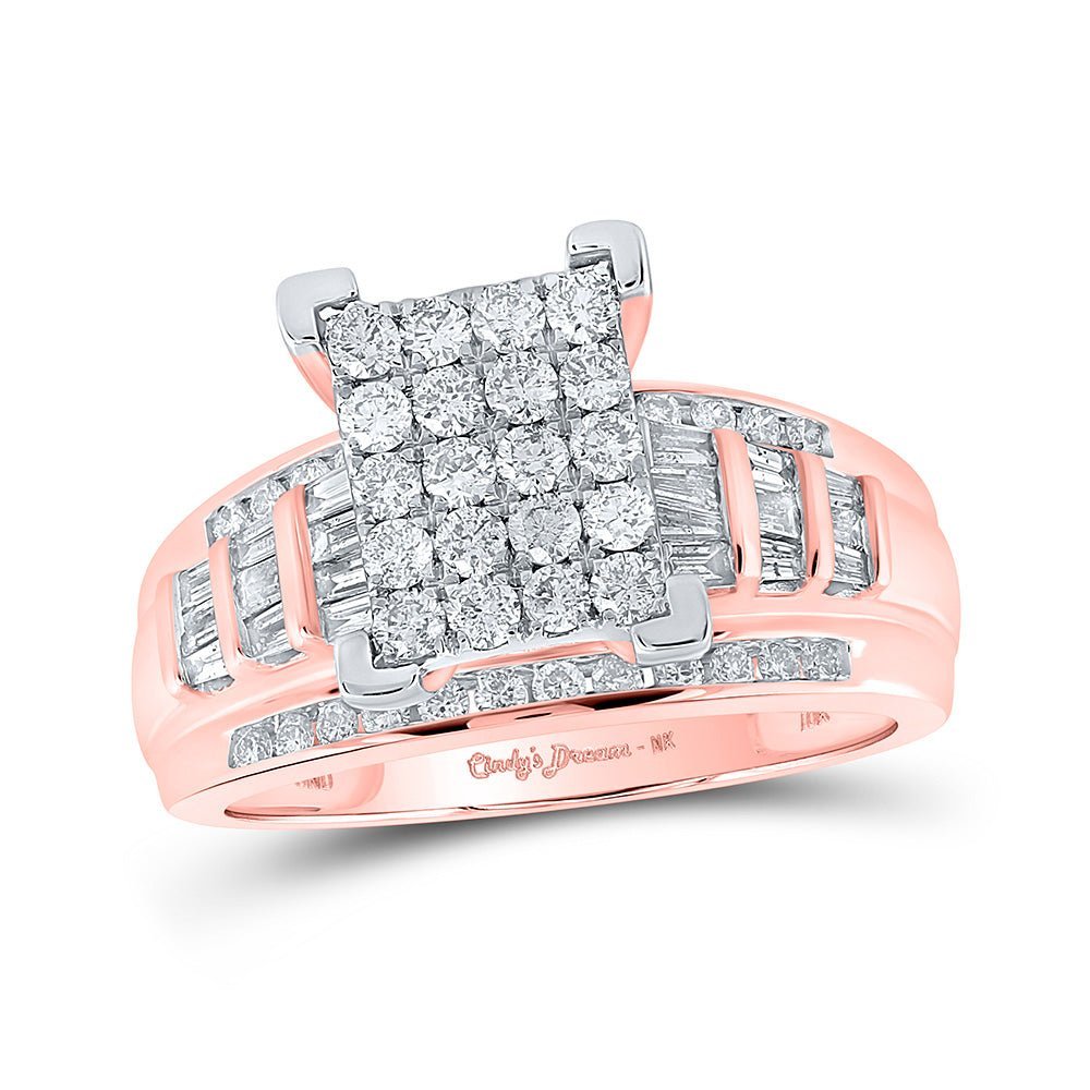 Radiant Rose Gold Diamond Square Bridal Wedding Ring - Splendid Jewellery