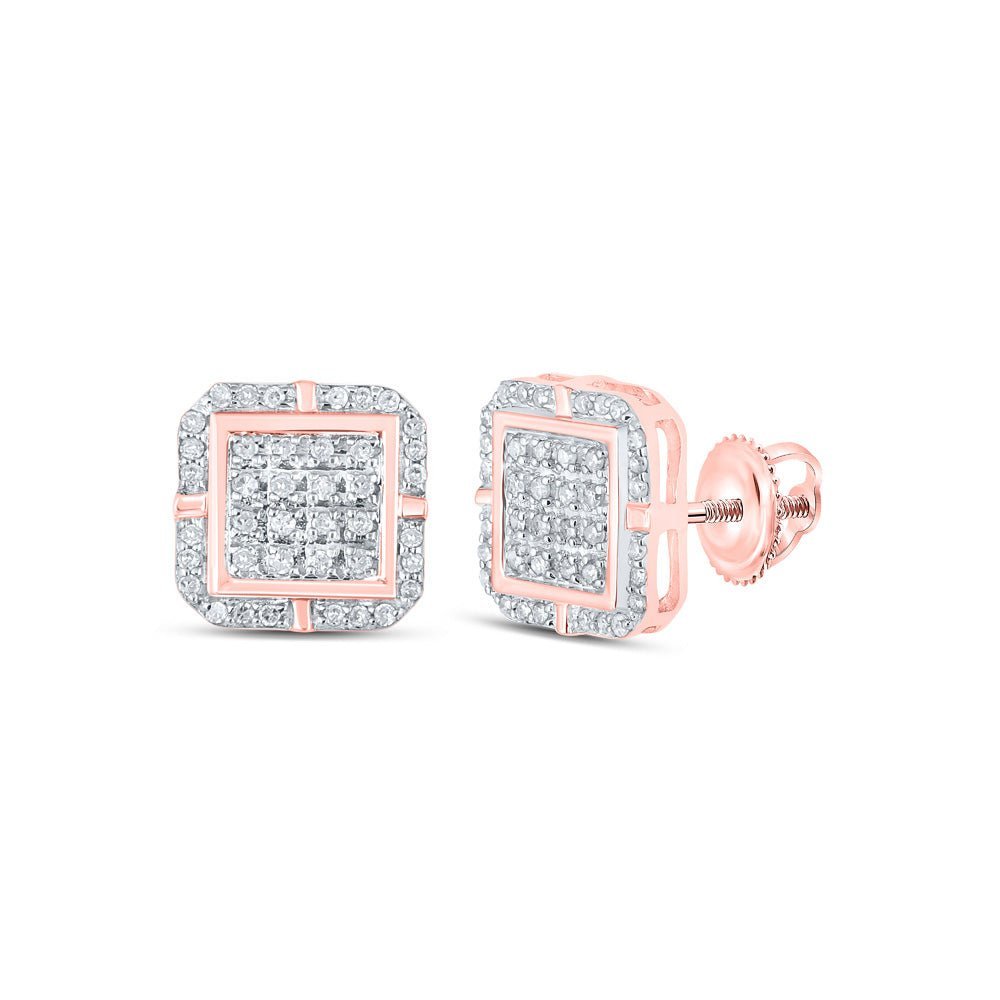 Radiant Rose Gold Diamond Square Earrings - Splendid Jewellery