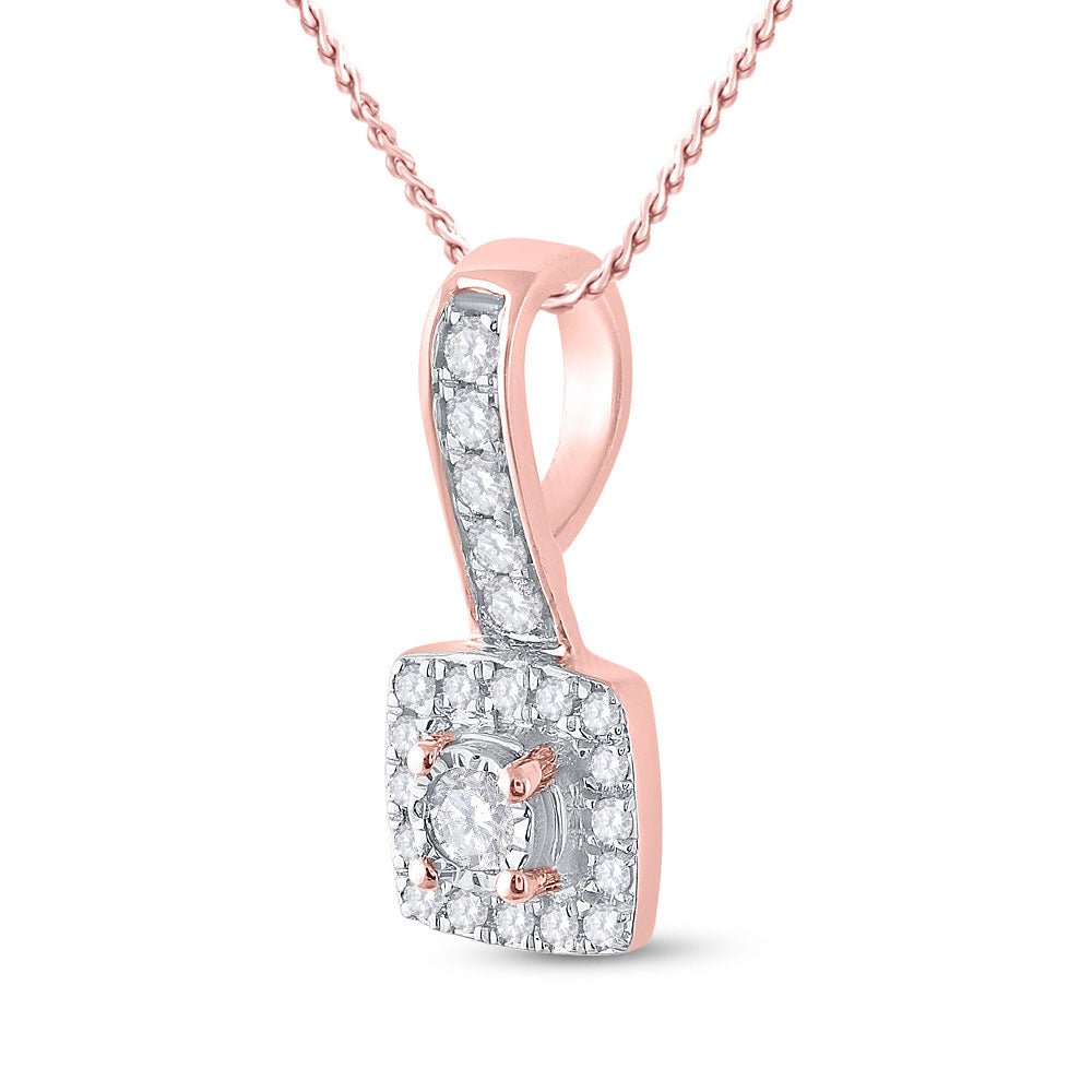 Radiant Rose Gold Diamond Square Pendant: A Captivating Masterpiece - Splendid Jewellery