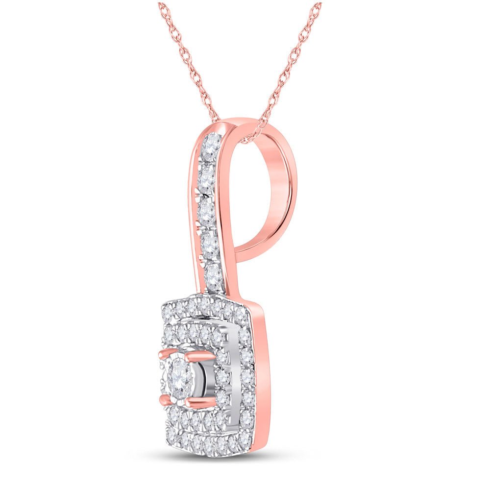 Radiant Rose Gold Diamond Square Pendant - Exquisite Craftsmanship and Dazzling Brilliance - Splendid Jewellery